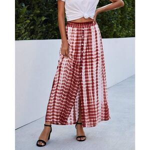 PRETTYGARDEN Size Large Women’s Bohemian Tie Dye Print Long Skirts Button Down H